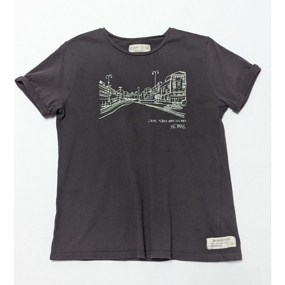 Zara Boys Short Sleeve PARIS embroidered T-shirt Size 9/10 Years